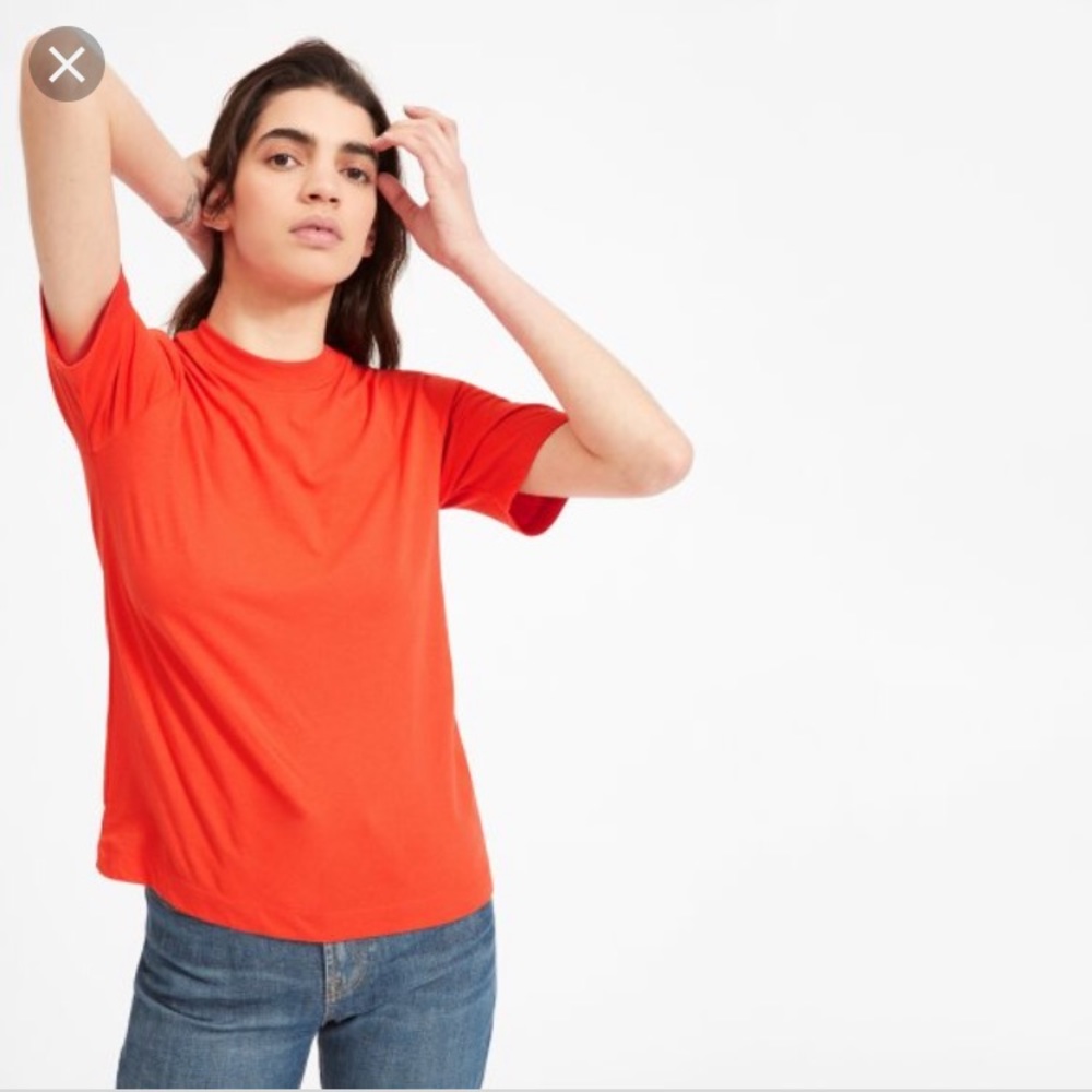 Everlane Short Sleeve Mock Neck Tee Red Small